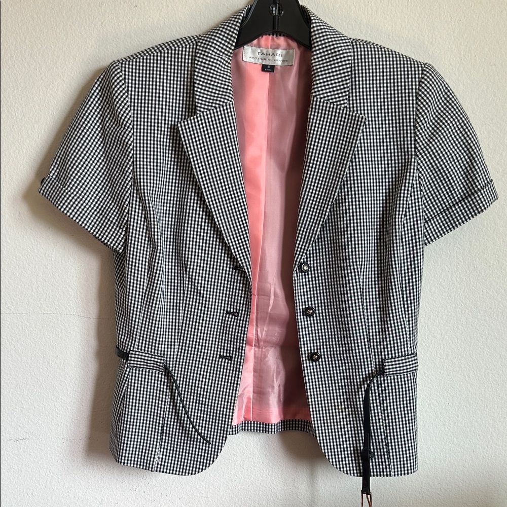 Classic Black and White Checkered Blazer